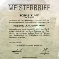 Meisterbrief Tobias Kunz