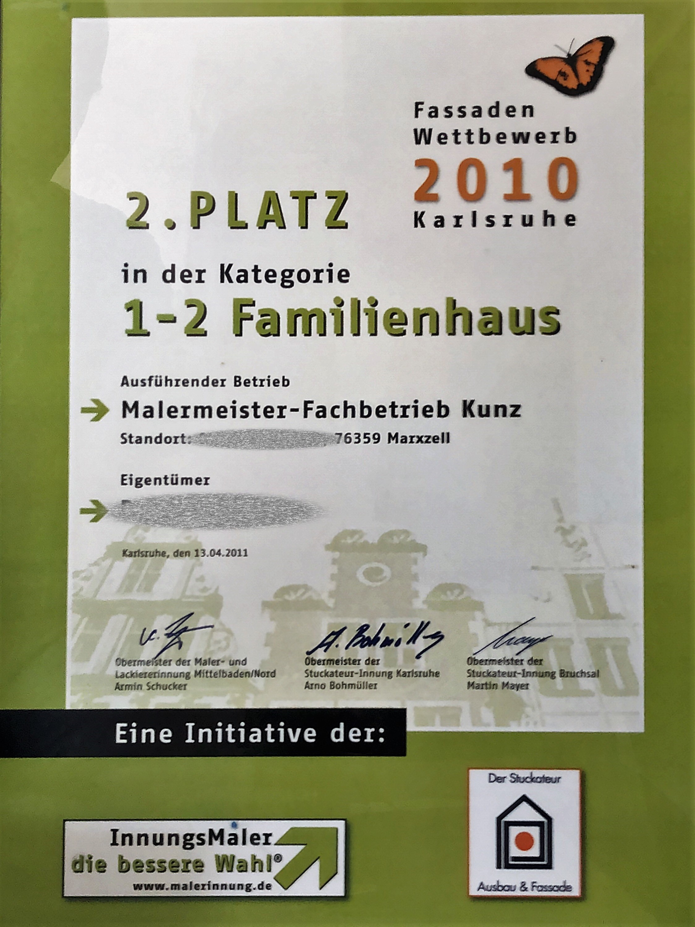 2.Platz Fassadenpreis 2010 2.Platz Fassadenpreis 2010