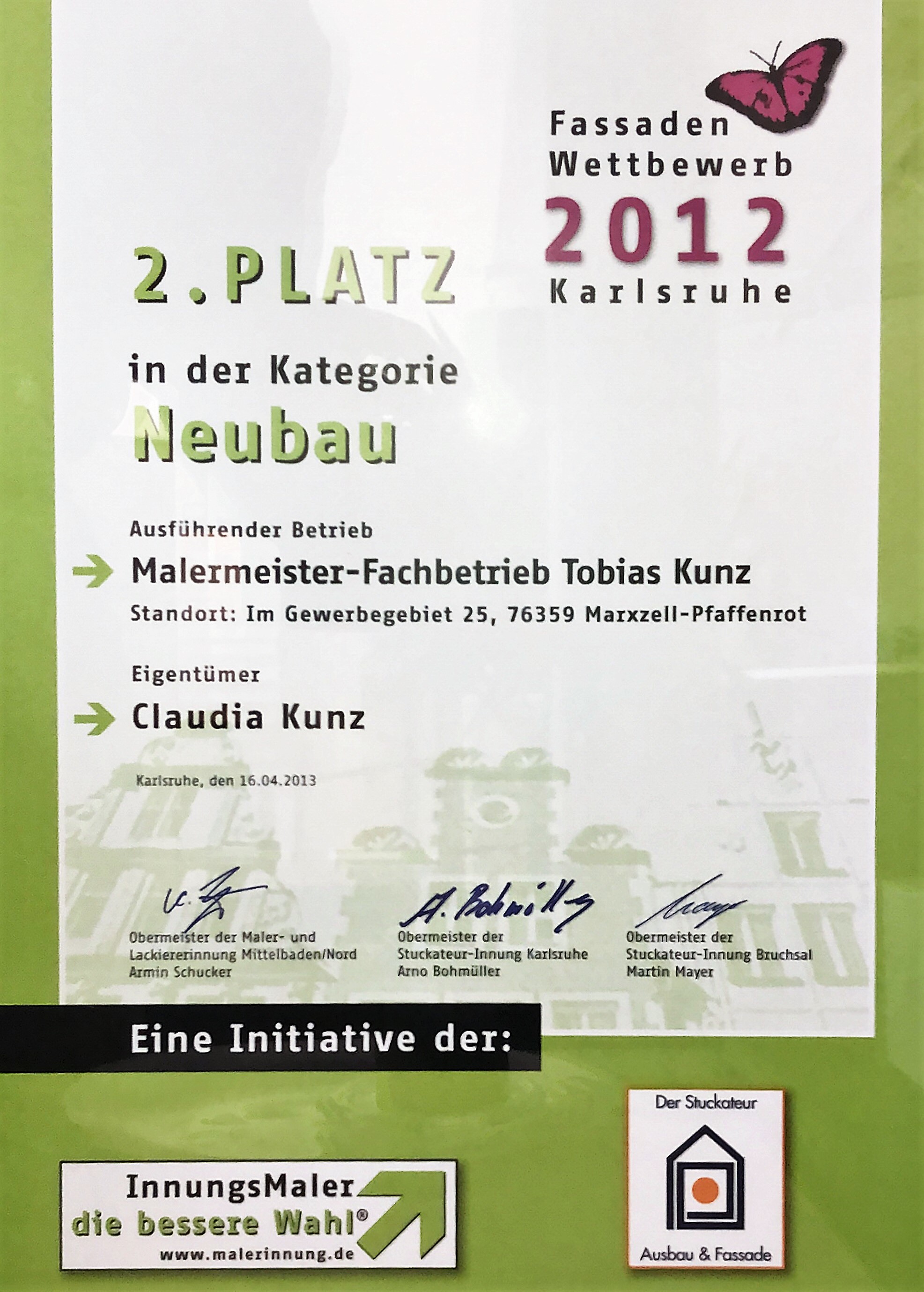 2.Platz Fassadenpreis 2012 2.Platz Fassadenpreis 2012